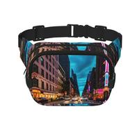 Riñonera estampada Streets of New York City con extensor para hombres y mujeres, riñonera con bolsillos con cremallera, Negro -, Talla única