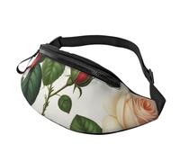 Riñonera Estampado Floral De Rosas, Hiedra Y Hojas De Primavera Bandoleras Unisex Fanny Pack Moda Bolsos Bandolera para Camping Viajes Correr