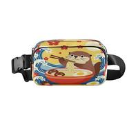 Riñonera estilo kawaii para comer nutria ramen, elegante, para mujeres, hombres, adolescentes, impermeable, bolsa deportiva cruzada con correa ajustable para entrenamiento, correr, senderismo