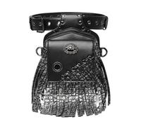 Riñonera estilo steampunk con borlas, riñonera gótica, bandolera de piel sintética para cosplay y uso diario, negro, Talla única