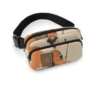 Riñonera estilo Ukiyoe para mujer y hombre, impermeable, con cinturón ajustable, bolsa cruzada casual, bolsa de viaje para deportes, correr, ciclismo, color blanco, 20 x 13 cm, riñonera, Blanco,
