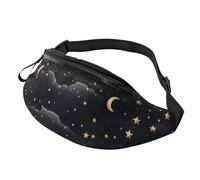 Riñonera Estrellas Y Luna sobre Fondo Oscuro Bolsa De Cintura Casual Bandoleras Unisex Bolsos Bandolera para Deportivas Viajes Camping