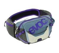 Riñonera EVOC Hip Pack Pro 3 + depósito 1,5 l, Acero/Violeta/Oliva Oscuro | Riñonera, sistema AIR FLOW CONTACT, cinturón AERO FLEX, incluye bolsa de hidratación de 1,5 l y portabotellas