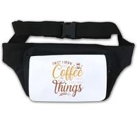 Riñonera First I Drink My Coffee Then I Do My Things, color blanco, White, Talla única