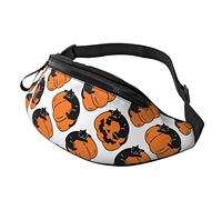 Riñonera Gato Calabaza De Halloween Unisex Riñonera Running Ligera,con Agujero De Auriculares Riñoneras De Cintura para Aptitud Entrenamiento Hombre 14X35Cm
