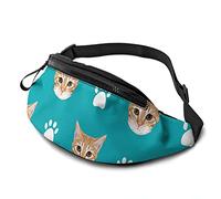 Riñonera Gato Lindo Unisex Bolsos De Gimnasio Casual,con Agujero De Auriculares Riñonera Running para Senderismo Bici Actividades 14X35Cm