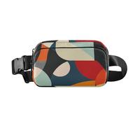 Riñonera geométrica abstracta moderna moderna para mujeres, hombres, adolescentes, pequeña riñonera con correa ajustable para viajes, vacaciones, correr