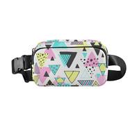 Riñonera geométrica colorida y elegante para mujeres y hombres, bolsa cruzada de gran capacidad con correa ajustable para viajes, gimnasio, trabajo, Geométrico Colorido, talla única