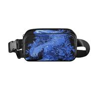 Riñonera gigante azul negro elegante para mujeres, hombres, adolescentes, mini bolsa cruzada antirrobo con correa ajustable para viajes, gimnasio y trabajo, Peces de lucha estéticos, 1 size