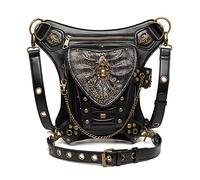Riñonera Gótica Steampunk Bolso de Moto con Cadena Calavera Punk for Hombre, Bandolera Hombro for Mujer Brazo con Pierna Caída