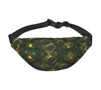 Riñonera grande a cuadros negros y verdes para niños, bolsa cruzada de viaje, adecuada para disfrutar de deportes, correr, ciclismo, viajes, pesca