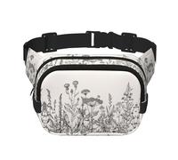 Riñonera grande con estampado botánico de hierbas florales para mujer, bonita riñonera cruzada a la moda, Negro -, Talla única