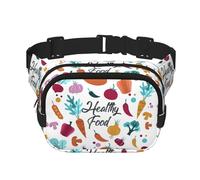 Riñonera grande con estampado de alimentos saludables para mujer, bonita riñonera cruzada a la moda, Negro -, Talla única