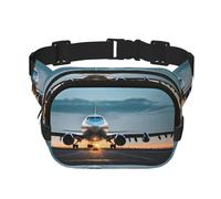 Riñonera grande con estampado de avión en la noche para mujer, bonita riñonera cruzada a la moda, Negro -, Talla única