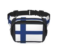 Riñonera grande con estampado de bandera finlandesa para mujer, bonita riñonera cruzada a la moda, Negro -, Talla única