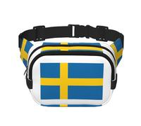 Riñonera grande con estampado de bandera sueca para mujer, bonita riñonera cruzada a la moda, Negro -, Talla única