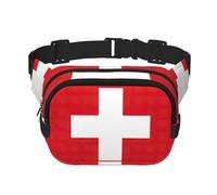 Riñonera grande con estampado de bandera suiza para mujer, bonita riñonera cruzada a la moda, Negro -, Talla única