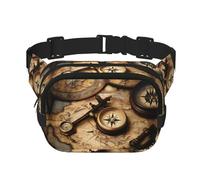 Riñonera grande con estampado de brújula y mapa del viejo mundo para mujer, bonita riñonera cruzada de moda, Negro -, Talla única