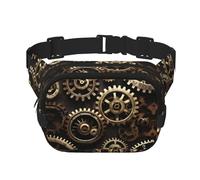 Riñonera grande con estampado de engranajes Steampunk para mujer, bonita riñonera cruzada a la moda, Negro -, Talla única