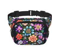 Riñonera grande con estampado de flores y diamantes para mujer, bonita riñonera cruzada a la moda, Negro -, Talla única