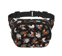 Riñonera grande con estampado de gallos franceses para mujer, bonita riñonera cruzada a la moda, Negro -, Talla única