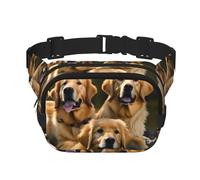 Riñonera grande con estampado de Golden Retrievers para mujer, bonita riñonera cruzada a la moda, Negro -, Talla única
