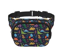 Riñonera grande con estampado de hoja de palma de dinosaurio para mujer, bonita riñonera cruzada a la moda, Negro -, Talla única