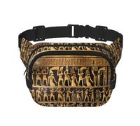 Riñonera grande con estampado de jeroglíficos egipcios para mujer, bonita riñonera cruzada a la moda, Negro -, Talla única