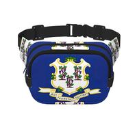 Riñonera grande con estampado de la bandera del estado de Connecticut para mujer, bonita riñonera cruzada de moda, Negro -, Talla única