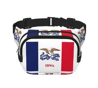 Riñonera grande con estampado de la bandera del estado de Iowa para mujer, bonita riñonera cruzada de moda, Negro -, Talla única