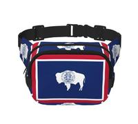 Riñonera grande con estampado de la bandera del estado de Wyoming para mujer, bonita riñonera cruzada de moda, Negro -, Talla única