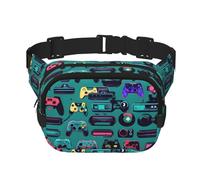 Riñonera grande con estampado de mando de videojuegos para mujer, bonita riñonera cruzada a la moda, Negro -, Talla única