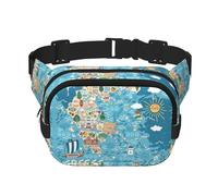 Riñonera grande con estampado de mapa de Grecia para mujer, bonita riñonera cruzada a la moda, Negro -, Talla única
