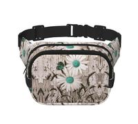 Riñonera grande con estampado de margaritas para mujer, bonita riñonera cruzada a la moda, Negro -, Talla única