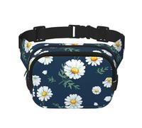 Riñonera grande con estampado de margaritas para mujer, bonita riñonera cruzada a la moda, Negro -, Talla única