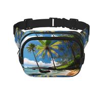 Riñonera grande con estampado de palmera tropical hawaiana para mujer, bonita riñonera cruzada a la moda, Negro -, Talla única