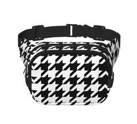 Riñonera grande con estampado de pata de gallo para mujer, bonita riñonera cruzada a la moda, Negro -, Talla única