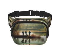 Riñonera grande con estampado de pescadores de pesca para mujer, bonita riñonera cruzada a la moda, Negro -, Talla única