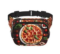 Riñonera grande con estampado de pizza para mujer, bonita riñonera cruzada a la moda, Negro -, Talla única