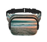 Riñonera grande con estampado de puesta de sol de playa para mujer, bonita riñonera cruzada a la moda, Negro -, Talla única