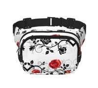 Riñonera grande con estampado floral de rosas y hojas para mujer, bonita riñonera cruzada a la moda, Negro -, Talla única