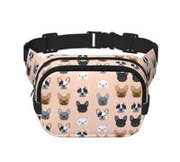 Riñonera grande con estampado francés para mujer, bonita riñonera cruzada a la moda, Negro -, Talla única