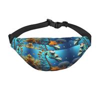 Riñonera grande cruzada de viaje con caballito de mar azul, adecuada para deportes, correr, ciclismo, viajes, pesca, para niños, bolsa cruzada grande