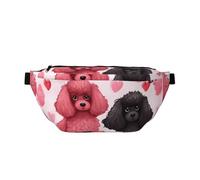 Riñonera grande cruzada para hombres y mujeres, barco pirata en el atardecer, bolsa de pecho ajustable para viajes, Poodles Dogs, Talla única, Estilo retro
