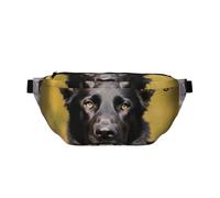 Riñonera grande cruzada para hombres y mujeres, barco pirata en el atardecer, bolsa de pecho ajustable para viajes, Pastor alemán negro, Talla única, Estilo retro