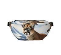 Riñonera grande cruzada para hombres y mujeres, barco pirata en el atardecer, bolsa de pecho ajustable para viajes, Panther Mountain Lion, Talla única, Estilo retro