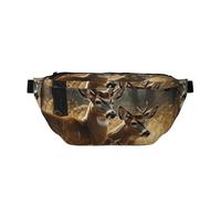 Riñonera grande cruzada para hombres y mujeres, barco pirata en el atardecer, bolsa de pecho ajustable para viajes, Naturaleza animales salvajes ciervos, Talla única, Estilo retro