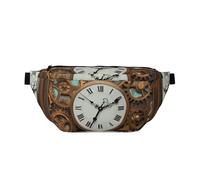 Riñonera grande cruzada para hombres y mujeres, bolsa de pecho ajustable para viajes, Reloj Steampunk oxidado, Talla única, Estilo retro