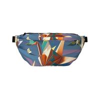 Riñonera grande cruzada para hombres y mujeres, bolsa de pecho con flores coloridas hawaianas, bolsa de cintura ajustable para viajes, Grúas de papel de origami, Talla única, Estilo retro