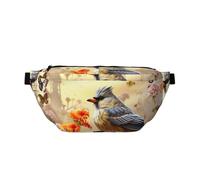 Riñonera grande cruzada para hombres y mujeres, bolsa de pecho con pintura de girasol, bolsa de cintura ajustable para viajes, Los pájaros gorrión cantan, Talla única, Estilo retro